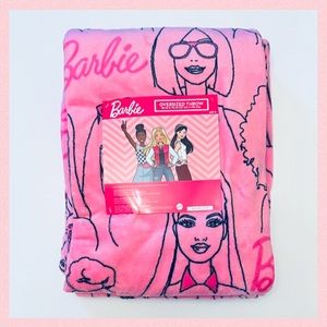 🩷🎀BARBIE Oversized Pink Barbie Print Logo Plush Throw / 50” x 70”